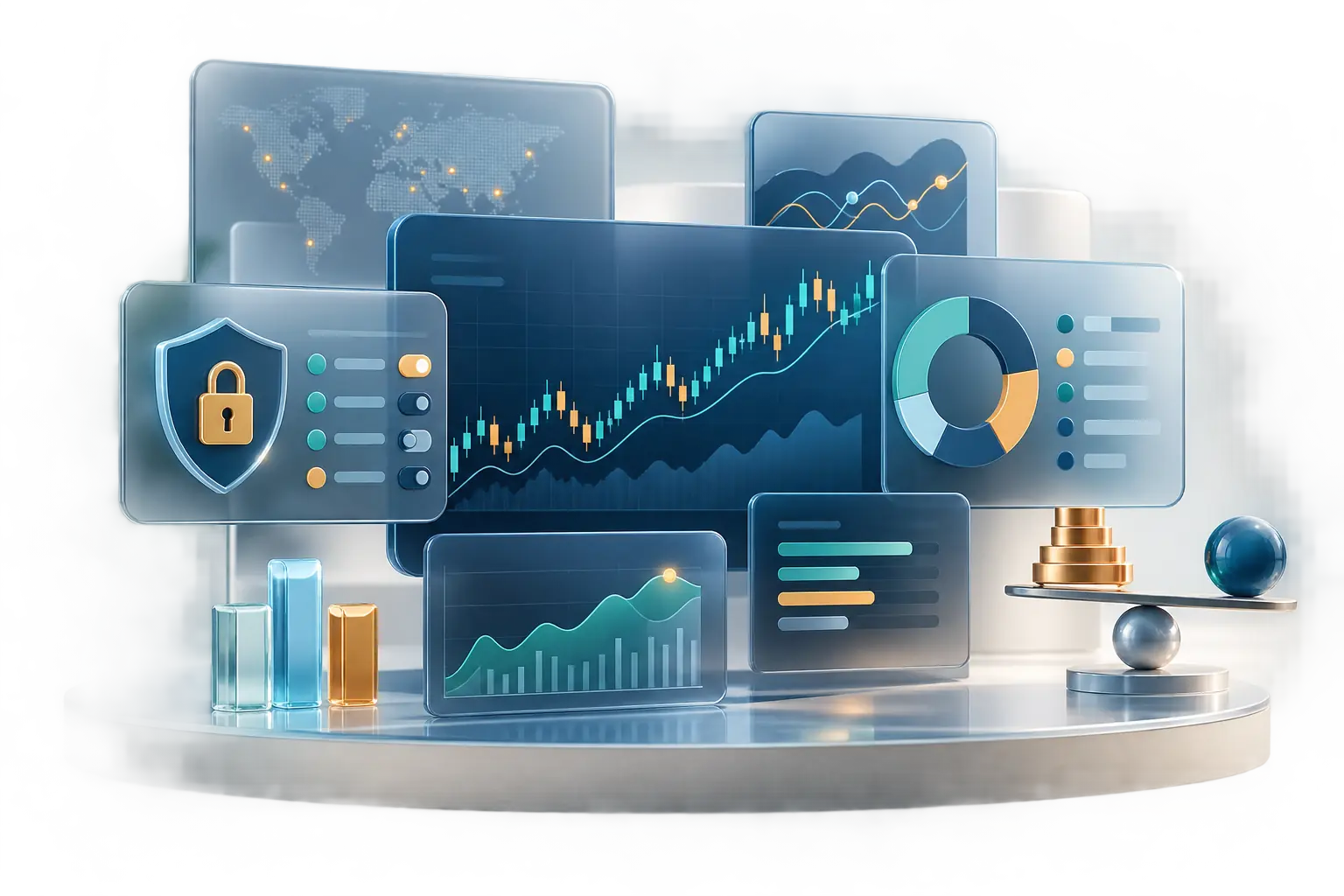 Konceptuel illustration af analyseværktøjer på RWE Energy handelsplatform